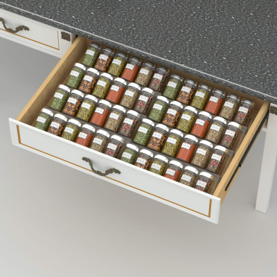 4-Tier Adjustable & Expandable Acrylic Spice Rack Tray, a Transparent Spice Drawer Organizer for your Kitchen Cabinets- Modern - 2 Pack - Transparent