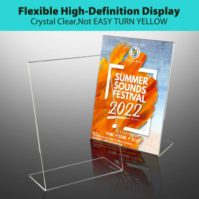 A5 L-Shape Acrylic Sign Holder, a Perspex Leaflet Display Stand for a Table, Counter, Restaurant, Hotel, or your Office- A5 Size - Standard - 5 Pack - Transparent