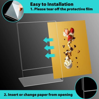 A5 L-Shape Acrylic Sign Holder, a Perspex Leaflet Display Stand for a Table, Counter, Restaurant, Hotel, or your Office- A5 Size - Standard - 5 Pack - Transparent