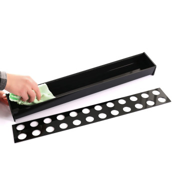 Rectangular Floral Centerpiece, 60cm Black Acrylic Low-Laying Modern Vase for Dining Tables, Home Décor, Events, and Weddings, Unique 24-Inch Rectangle Flower Holder with LED Base - Black