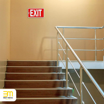 EXIT Signs, 3-Pack Glow in the Dark Photoluminescent EXIT Decal Stickers, 30 x 18 cm Self-Adhesive Emergency Exit Signs for Walls and Doors, Safety Signage for Home, Office