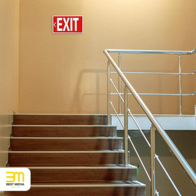 EXIT Signs, 3-Pack Glow in the Dark Photoluminescent EXIT Decal Stickers, 30 x 18 cm Self-Adhesive Emergency Exit Signs for Walls and Doors, Safety Signage for Home, Office