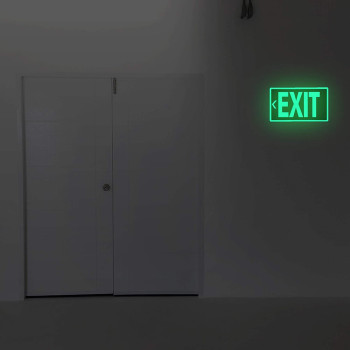 EXIT Signs, 3-Pack Glow in the Dark Photoluminescent EXIT Decal Stickers, 30 x 18 cm Self-Adhesive Emergency Exit Signs for Walls and Doors, Safety Signage for Home, Office
