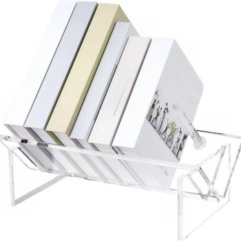 Large Acrylic Desktop Bookcase and Organizer, Clear Modern Tabletop Book Storage Bookshelf and Rack, Sturdy Display Stand for Books, Files, and Binders for Home and Office Use