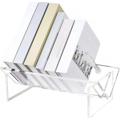 Large Acrylic Desktop Bookcase and Organizer, Clear Modern Tabletop Book Storage Bookshelf and Rack, Sturdy Display Stand for Books, Files, and Binders for Home and Office Use