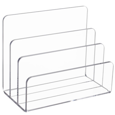 3-Section Clear Acrylic Paper and Letter Holder, Modern Desktop Storage and Organizer for Documents and Mail, Sleek and Sturdy Vertical Sorter for Office and Home Use