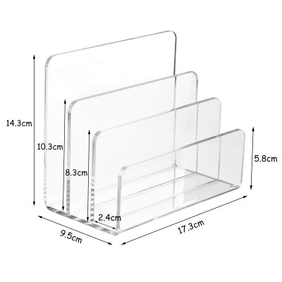 3-Section Clear Acrylic Paper and Letter Holder, Modern Desktop Storage and Organizer for Documents and Mail, Sleek and Sturdy Vertical Sorter for Office and Home Use