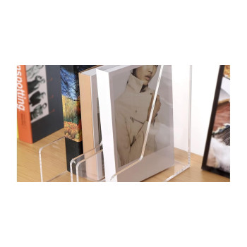 Clear Acrylic Single-Slot File and Magazine Holder, Set of 2, Independent Vertical Desk Organizers for Letter-Size Papers, Modern and Sturdy Solution for Home and Office