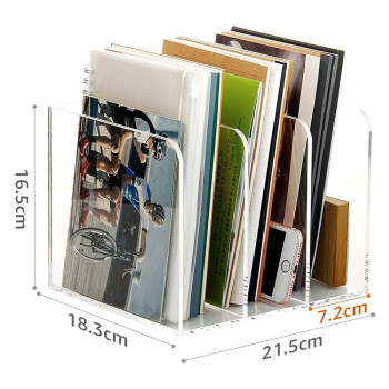 3-Section Clear Acrylic Magazine Holder and Desk File Organizer, Vertical Office Organization and Storage Accessory for Files and Documents, Single Pack Transparent Sorter