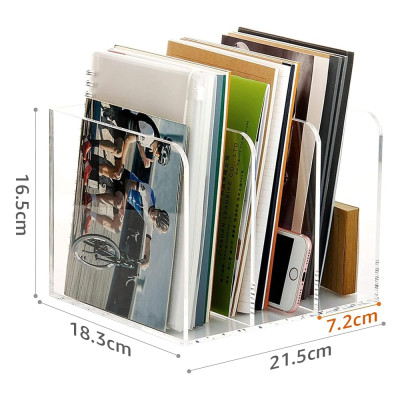 3-Section Clear Acrylic Magazine Holder and Desk File Organizer, Vertical Office Organization and Storage Accessory for Files and Documents, Single Pack Transparent Sorter