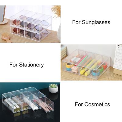 4-Compartment Acrylic Coffee Pod Holder and Desktop Organizer, Clear Storage Box for K-Cup Capsules and Coffee Bar Station Accessories, Multi-Use Desk and Kitchen Drawer Organizer