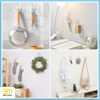 Clear Acrylic, Adhesive Razor Holder Hooks, Waterproof Shower Wall Organizer, Modern, For Bathroom and Bathtub Organization - Clear - 2 pcs