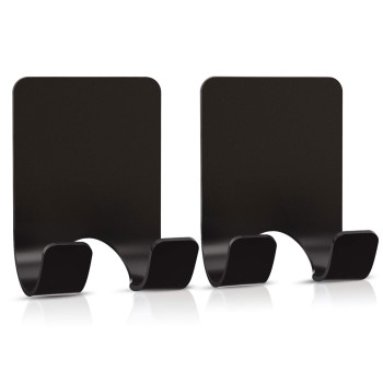 Clear Acrylic, Adhesive Razor Holder Hooks, Waterproof Shower Wall Organizer, Modern, For Bathroom and Bathtub Organization - Black - 2 pcs