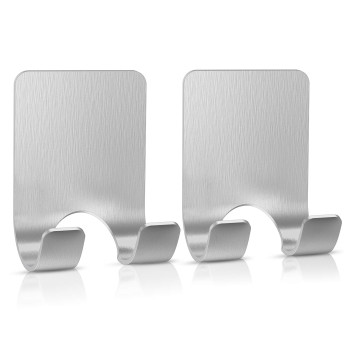 Clear Acrylic, Adhesive Razor Holder Hooks, Waterproof Shower Wall Organizer, Modern, For Bathroom and Bathtub Organization - Silver - 2 pcs