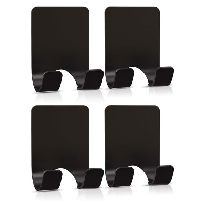 Clear Acrylic, Adhesive Razor Holder Hooks, Waterproof Shower Wall Organizer, Modern, For Bathroom and Bathtub Organization - Black - 4 pcs