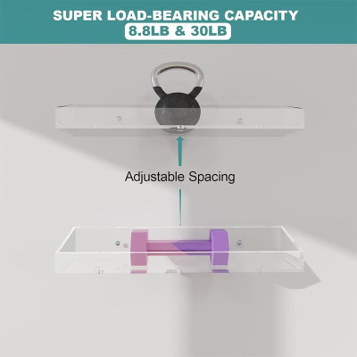 Clear Acrylic, Bathroom Shelves, Various Sizes Floating Wall Shelves with Drainage, Modern, Waterproof Shower Caddy for Bathroom, Bedroom, Living Room, and Kitchen - 4 pcs