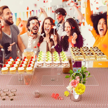 3 Tier Acrylic Serving Tray, Display Stand for Fruits Cupcakes, Catering and Buffet Table Presentations, Reusable Tiered Platters, Clear - Square - 23.2L x 23.2W cm