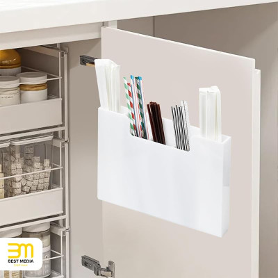 Acrylic Straw Holder, 5 Slot Straw Dispenser Organizer with Countertop or Cabinet Installation, Straw Storage Rack for Kitchen Café Bar, Space Saving Clear Organizer - White