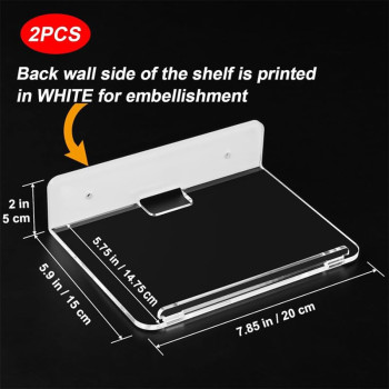 Set of 2 Acrylic Floating Wall Shelves Hanging Shelves Adhesive Wall Display Shelf Stand for Plant Pot Speaker Security Camera Figures in Office and Home - Clear