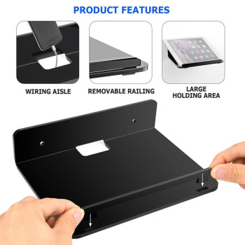 Set of 2 Acrylic Floating Wall Shelves Hanging Shelves Adhesive Wall Display Shelf Stand for Plant Pot Speaker Security Camera Figures in Office and Home - Black