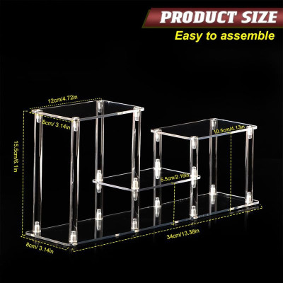 3-Tier Clear Acrylic Display Riser Stand Shelf for Collectibles, Cupcakes, Perfumes and Jewelry Organizer - Model 1