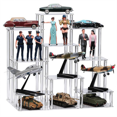 9-Tier Clear Acrylic Display Riser Stand Shelf for Collectibles, Cupcakes, Perfumes and Jewelry Organizer
