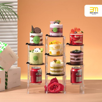 9-Tier Clear Acrylic Display Riser Stand Shelf for Collectibles, Cupcakes, Perfumes and Jewelry Organizer
