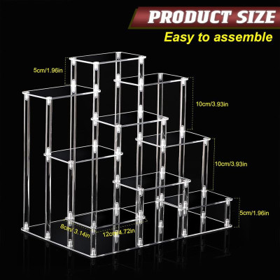 9-Tier Clear Acrylic Display Riser Stand Shelf for Collectibles, Cupcakes, Perfumes and Jewelry Organizer