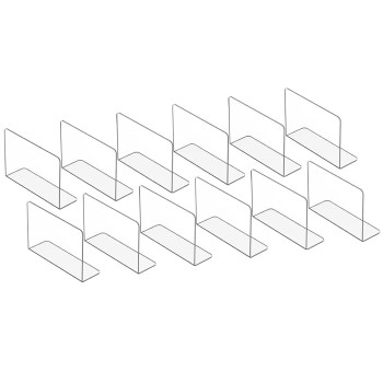 Clear Acrylic Shelf Dividers Closet Organizer, Sturdy Separators for Clothes Purses Bags Towels Home Storage Easy Install, 12 Pack, 19.1 x 30 cm