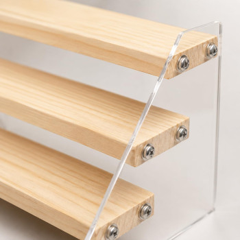 2-Pack 4-Tier Acrylic Wooden Display Stand, Clear Tiered Riser Shelf Rack Step Ladder for Cupcakes Perfumes Figures Collectibles, 30.5 cm