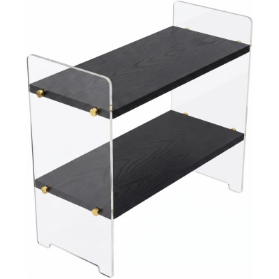 2-Tier Coffee Station Organizer, Solid Wood Mug Shelf for Coffee Bar Matcha Tea Storage, Cups Syrup Beans Stirrers, Black Wood Grain, 39.1 x 14.5 x 34 cm