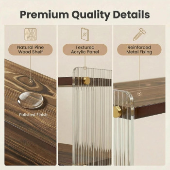 2-Tier Coffee Station Organizer, Solid Wood Mug Shelf for Coffee Bar Matcha Tea Storage, Cups Syrup Beans Stirrers, Dark Brown Wood Grain, 39.1 x 14.5 x 20.8 cm