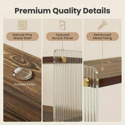 2-Tier Coffee Station Organizer, Solid Wood Mug Shelf for Coffee Bar Matcha Tea Storage, Cups Syrup Beans Stirrers, Dark Brown Wood Grain, 39.1 x 14.5 x 20.8 cm