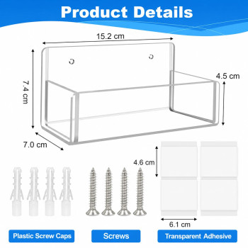 Clear Acrylic Spice Rack Wall Mount, Hanging Seasoning Organizer for Cabinet Door, Cupboard or Kitchen, Adhesive or Screw, 2 Pack, 15.2 cm