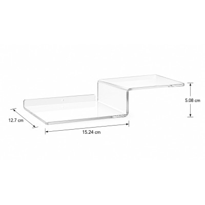 Clear Acrylic Z-Shape Wall Mount Display Shelves for Toys, Books, Plants and Photos, 2 Pack, 30.5 cm