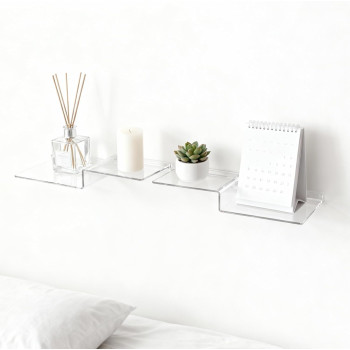 Clear Acrylic Z-Shape Wall Mount Display Shelves for Toys, Books, Plants and Photos, 2 Pack, 30.5 cm