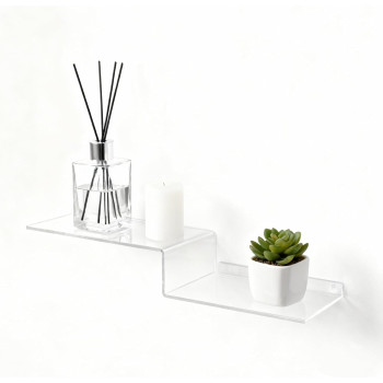 Clear Acrylic Z-Shape Wall Mount Display Shelves for Toys, Books, Plants and Photos, 2 Pack, 30.5 cm