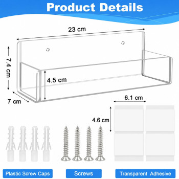 Clear Acrylic Spice Rack Wall Mount, Hanging Seasoning Organizer for Cabinet Door, Cupboard or Kitchen, Adhesive or Screw, 2 Pack, 22.9 cm