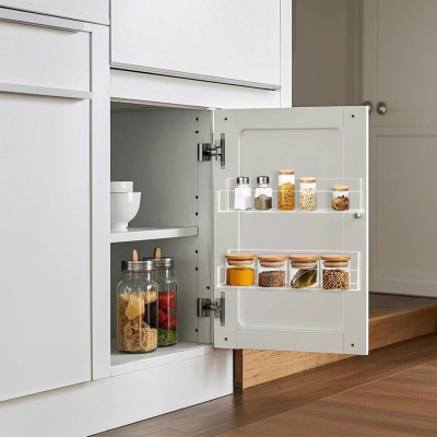 Clear Acrylic Spice Rack Wall Mount, Hanging Seasoning Shelf Holder for Cabinet Door, Cupboard or Kitchen, Adhesive or Screw, 4 Pack, 30.5 cm