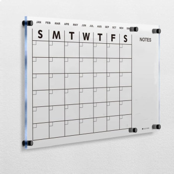 Acrylic Dry Erase Wall Calendar, Clear White Board Calendar for Home and Office, 58.4 x 40.6 cm, Clear