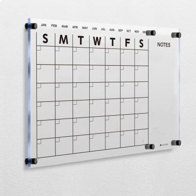 Acrylic Dry Erase Wall Calendar, Clear White Board Calendar for Home and Office, 58.4 x 40.6 cm, Clear