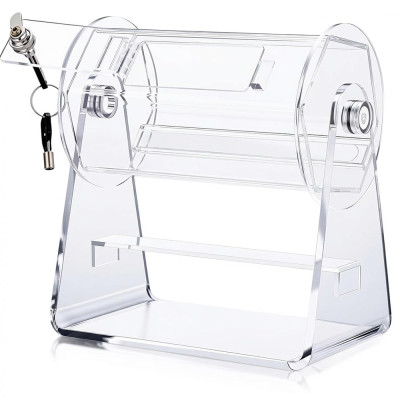 Acrylic Raffle Drum, Clear Raffle Ticket Box Drum Spinner Cage for Games Classroom Activities, Large