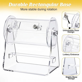 Acrylic Raffle Drum, Clear Raffle Ticket Box Drum Spinner Cage for Games Classroom Activities, Large