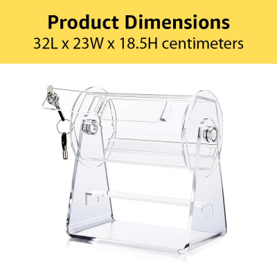 Acrylic Raffle Drum, Clear Raffle Ticket Box Drum Spinner Cage for Games Classroom Activities, Large