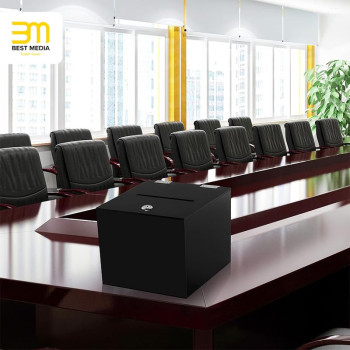 Acrylic Black Donation Box, Ballot Suggestion Box Money Storage Square Container for Voting, Charity, Ballot, Contest, Suggestions, 25.4 x 25.4 x 25.4 cm, Black