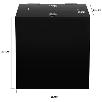 Acrylic Black Donation Box, Ballot Suggestion Box Money Storage Square Container for Voting, Charity, Ballot, Contest, Suggestions, 25.4 x 25.4 x 25.4 cm, Black