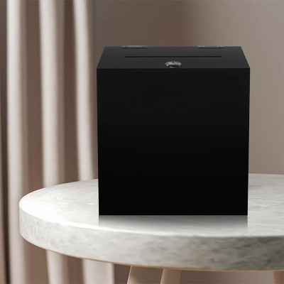 Acrylic Black Donation Box, Ballot Suggestion Box Money Storage Square Container for Voting, Charity, Ballot, Contest, Suggestions, 25.4 x 25.4 x 25.4 cm, Black