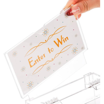 Clear Acrylic Suggestion Box with Lock Donation & Ballot Box 100pcs Raffle Tickets with Sign Holder for Charity