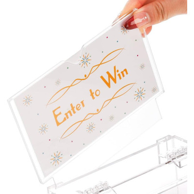 Clear Acrylic Suggestion Box with Lock Donation & Ballot Box 100pcs Raffle Tickets with Sign Holder for Charity