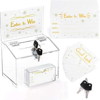 Clear Acrylic Suggestion Box with Lock Donation & Ballot Box 100pcs Raffle Tickets with Sign Holder for Charity